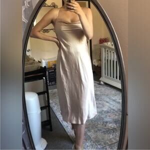 Show me Your Mumu Verona champagne luxe satin midi dress NEW XS